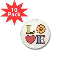   10 Pack) LOVE with Sunflower Peace Symbol and Heart 
