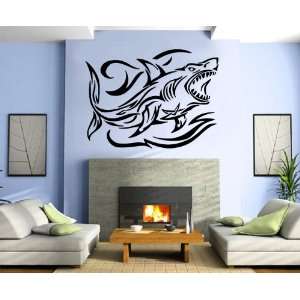  Shark in the Ocean Water Waves Marine Animal Design Wall 