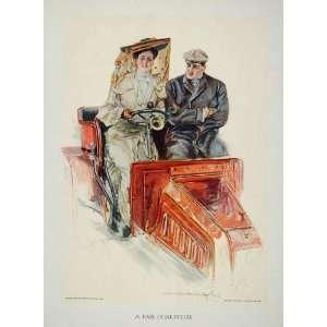  1906 Howard Chandler Christy Girl Chauffeur Car Print 