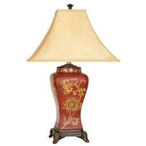   Lamp Georgetown Table Lamp in Red With Gold Aura Silk Shade Home