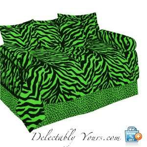   Green Zebra Daybed Bedding Cover Set & Bolster Pillows