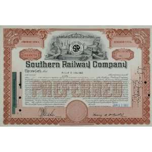 1961 Southern Railway Stock Certificate Philip Coolidge 