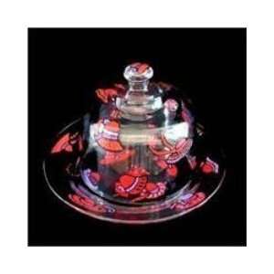  Red Hat Dazzle Design   Hand Painted   Cheese Dome and 