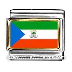Equatorial Guinea Photo Flag Italian Charm Bracelet Jewelry Link