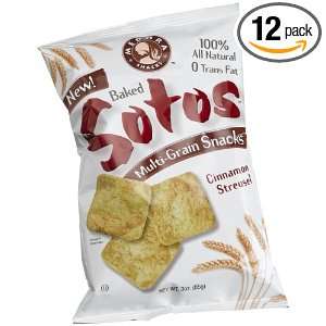 SOTOS Multi Grain Snacks, Cinnamon Streusel, 3 Ounce Bags (Pack of 12 