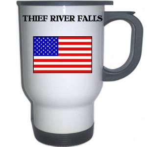 US Flag   Thief River Falls, Minnesota (MN) White Stainless Steel Mug