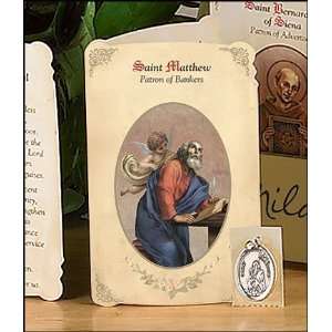  St Matthew (Patron Saint of Bankers) Holy Card with Medal 