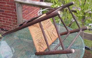   EARLY NORTHEAST AMERICAN PRIMITIVE COUNTRY RUSH SEAT LADDER BACK CHAIR