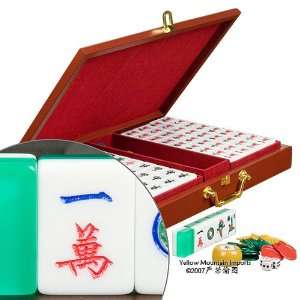  Chinese Mahjong Set Translucent Emerald Tiles Toys 
