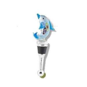  Tropical Dolphin Wine Bottle Glass Art Topper Stopper 