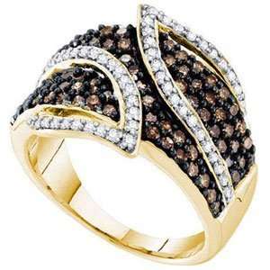 Carat Chocolate & White Diamond 10k Yellow Gold Right Hand Ring 