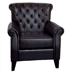  Solvang Tufted Brown Leather Club Chair Furniture & Decor