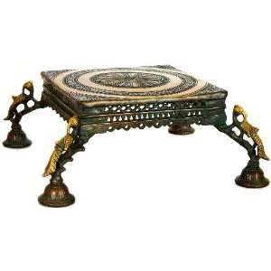  Ritual Chowki (Pedestal)   Brass Sculpture