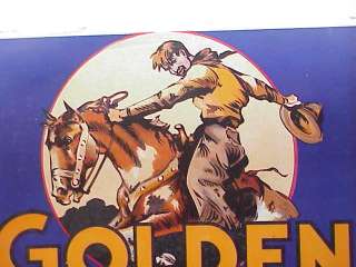 VINTAGE 1930 GOLDEN GRAIN CIGARETTE TOBACCO SIGN~COWBOY  