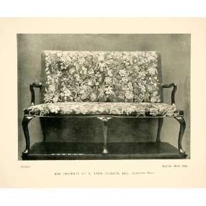  1906 Print Settee Couch Sofa Tapestry Floral Design 1700 R 