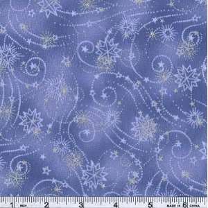  45 Wide Merry Glitter Holiday Christmas Star Sky Fabric 