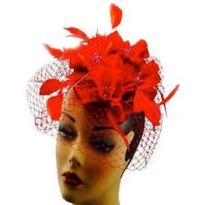  Red Ribbon Bouquet Fascinator Arts, Crafts & Sewing
