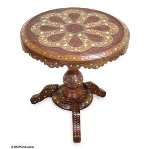  Wood and brass accent table, Chrysanthemum