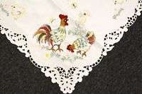 Easter embroidered 36 tablecloth chicken rooster egg  