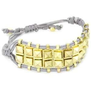  Shashi Yellow Gold Plated with Grey Cord Rocker Stud 