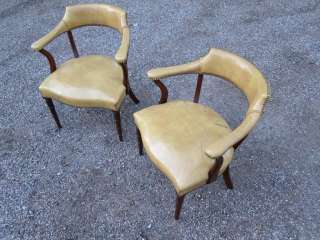 Pair of W & J Sloane Leather Club Chairs, Possibly Hickory Chair 
