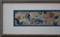 Antique Chinese Matted Framed Silk Floral Hand Embroidery Panel  