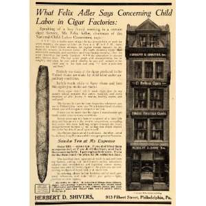  1909 Ad Herbert D. Shivers Cigar Factory Child Labor 