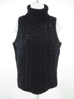 RALPH LAUREN Black Wool Sleeveless Turtleneck Sweater M  