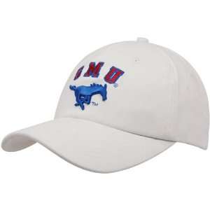 SMU Mustangs White Peached Twill Structured Adjustable Hat