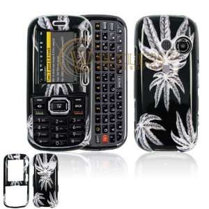 Black with White Weed Marijuana Leaves Design Snap On Cover Hard Case 