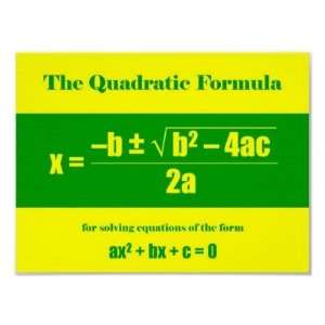  Quadratic Formula Poster