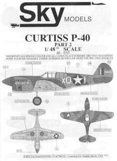 Sky Models Decals 1/48 CURTISS P 40 WARHAWK Fighter  