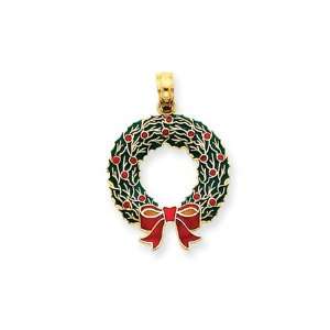  14 Karat Gold, Holiday Wreath Pendant Jewelry
