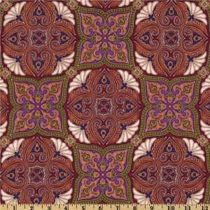  44 Wide Arabesque Artisans Tile Ruby/Russet Fabric By 