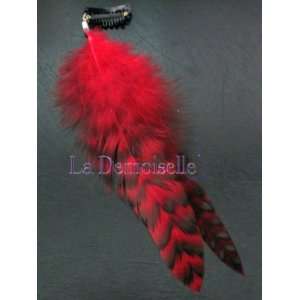  Red Clip in Double Feather Hair Extensions 6 7 Long 