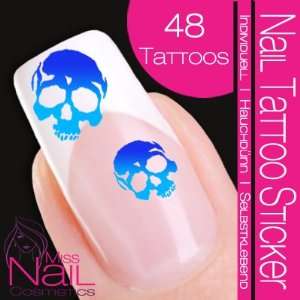  Nail Tattoo Sticker Skull / Death´s Head   blue 