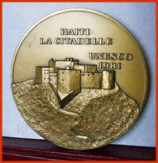 FRENCH BRONZE ART MEDAL HAITI LARGEST AMERICAS FORTRESS  
