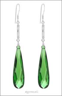 925 Silver Dangle Drop Earrings Lab Emerald CZ #53103  