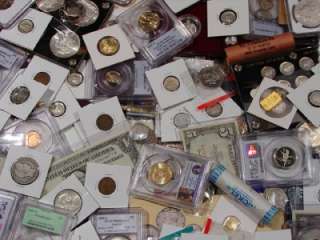 ESTATE SALE LOT OF MIXED SILVER GOLD CURRENCY COINS  