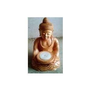 Wooden Handcarved Wooden Siting Budha Tealight Holder  