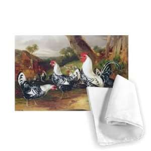 Cockerels in a Landscape by William Joseph   Tea Towel 100% Cotton 