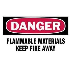  60312 Brady 3X5 Danger Flammable Material Gas Cylinder 