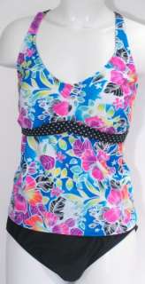   Multi Color Floral Swimsuit Tankini Juniors plus 2 2X NWT NEW  
