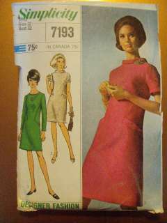 Vintage 60s MOD Structured Modest Dress Pattern DIY 32B  
