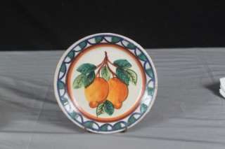 SICILIAN CALTAGIRONE HAND PAINTED LEMONS EARLY 20TH CNTY 6.5 BREAD 