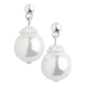  Simulated White Pearls Drop Earrings