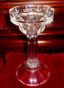 2pc TALL HEAVY CLEAR CRYSTAL GLASS PEDESTAL CANDLE HOLDER  