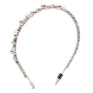 Colette Malouf Pearl and Crystal Clustered Headband, White 
