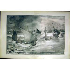  Beaching Fishing Boats Storm Macbeth Sea Fine Art 1903 