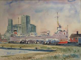 Lumsden Toronto Industrial Harbor Scene Watercolor  